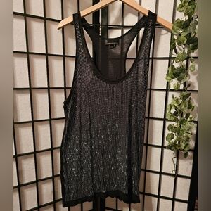 Black Rhinestone Tank Top‎ Size XL